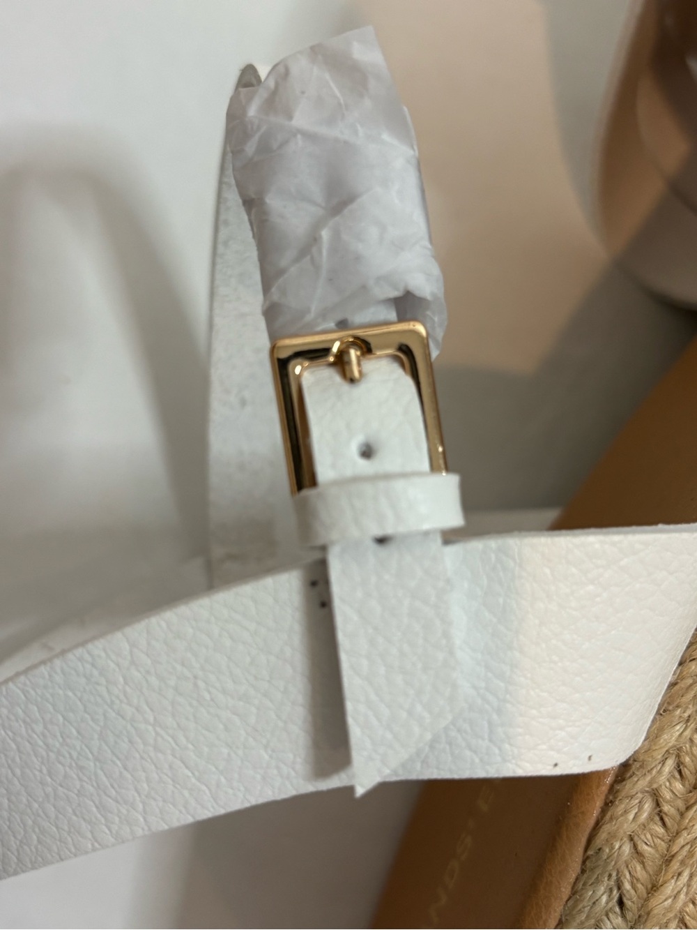 NWT Lands' End White Leather Strappy Espadrille Wedge Sandals 10 - Picture 6 of 10